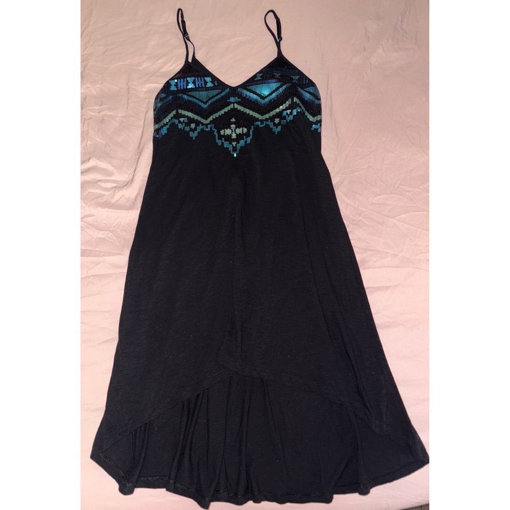 Express Black High Low Blue Sequin Midi Tank Dress, Small‎